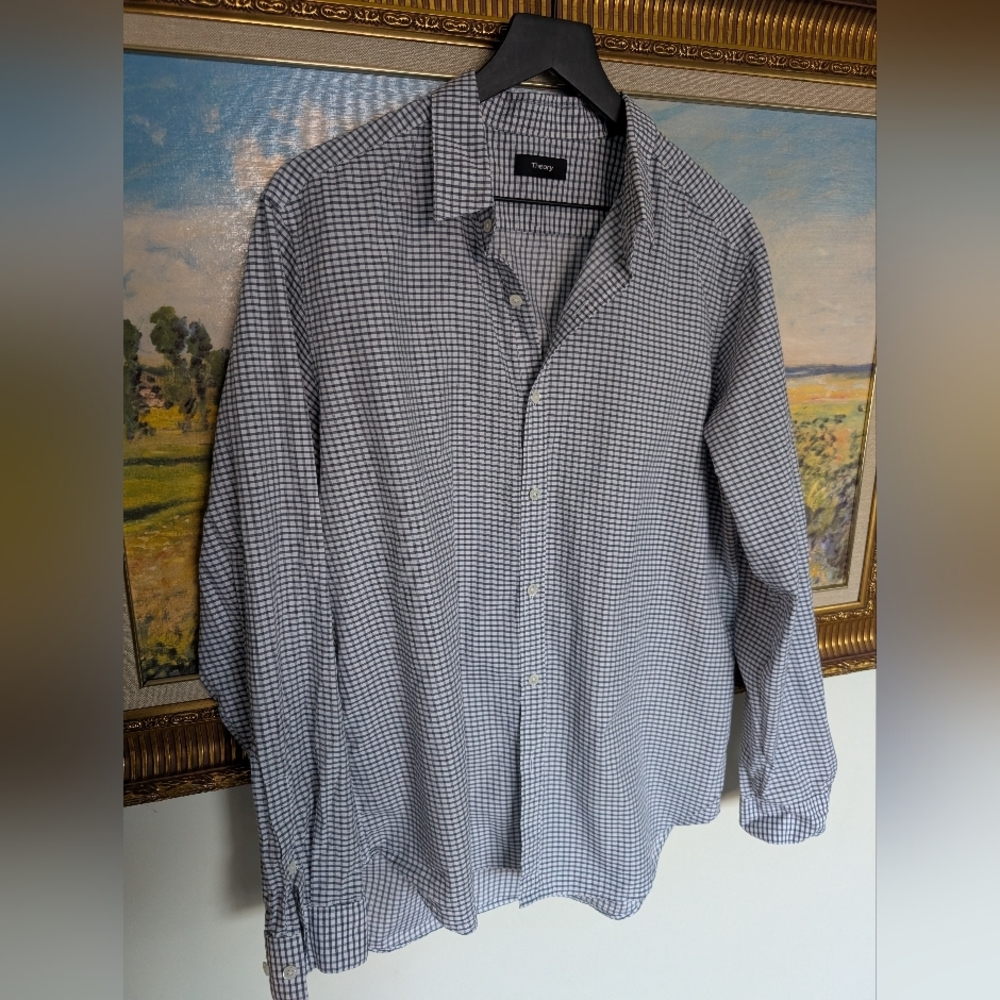 Theory Black and White Checkered Shirt